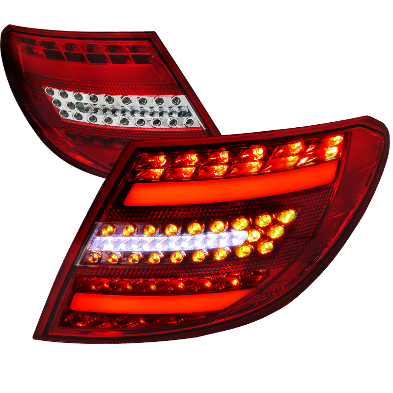 LED Tail Lights Chrome Housing for Mercedes benz  C Class  years 2007-2011