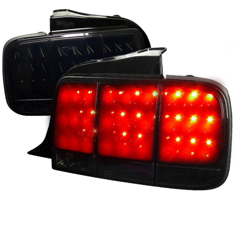 LED Tail Lights Glossy Black Housing With Smoke Lens for Ford Mustang  years 2005-2009