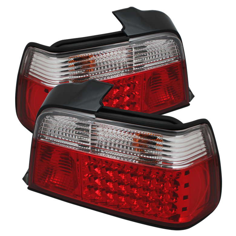 BMW E36 3-Series 92-98 4Dr LED Tail Lights - Red Clear