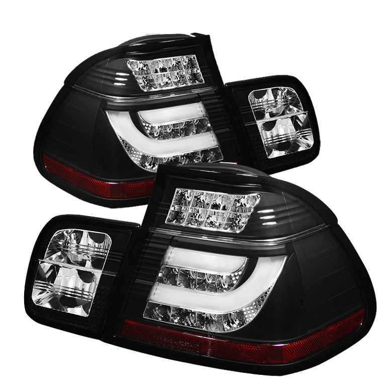 BMW E46 3-Series 02-05 4Dr Light Bar Style LED Tail Lights - Black