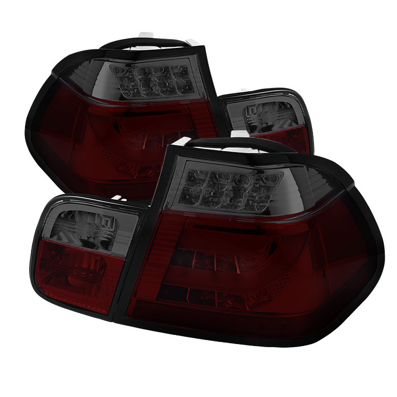 BMW E46 3-Series 02-05 4Dr Light Bar Style LED Tail Lights - Red Smoke