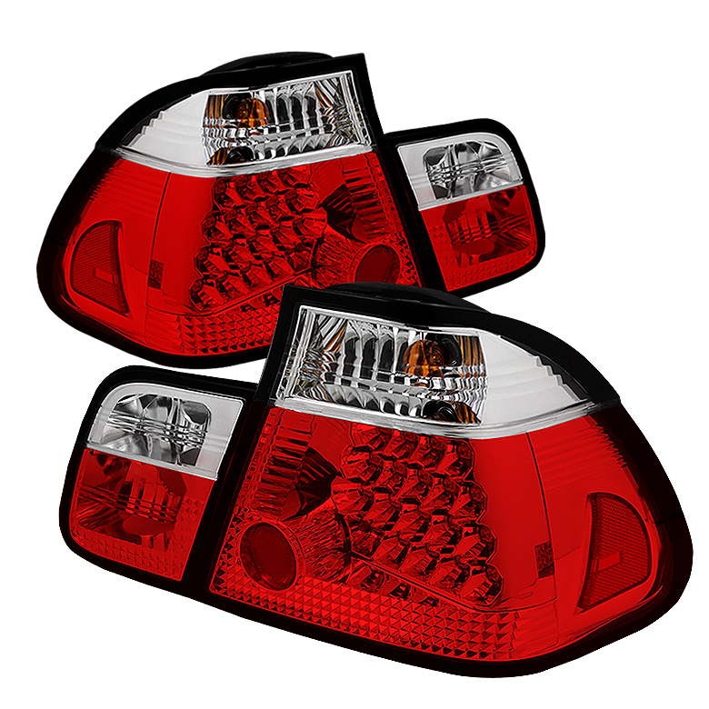 BMW E46 3-Series 02-05 4Dr LED Tail Lights - Red Clear