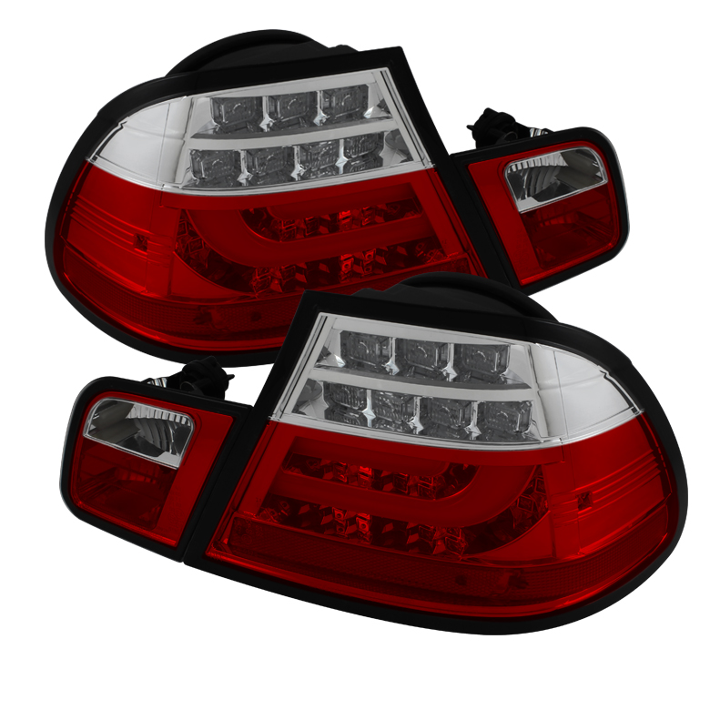 BMW E46 3-Series 04-06 2Dr Light Bar Style LED Tail Lights - Red Clear