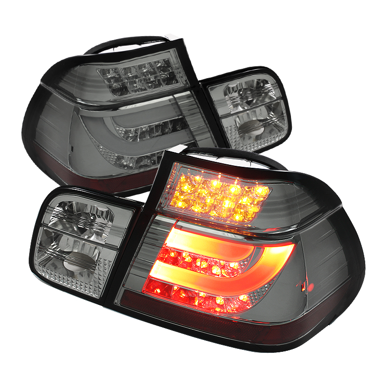 BMW E46 3-Series 99-01 4Dr Light Bar Style LED Tail Lights - Smoke