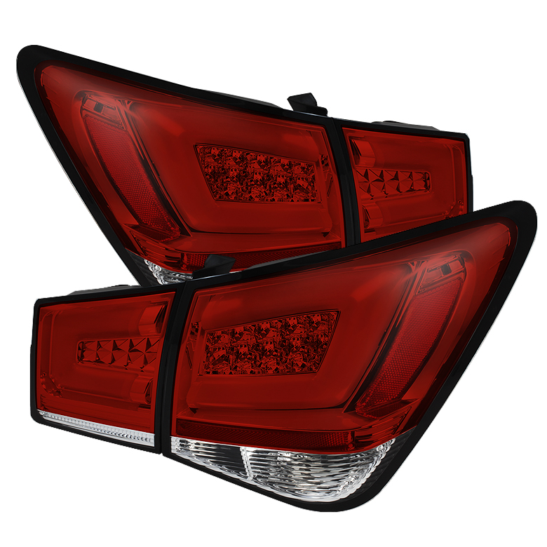 Chevy Cruze 2011-2014 Light Bar LED Tail Lights - Red Clear