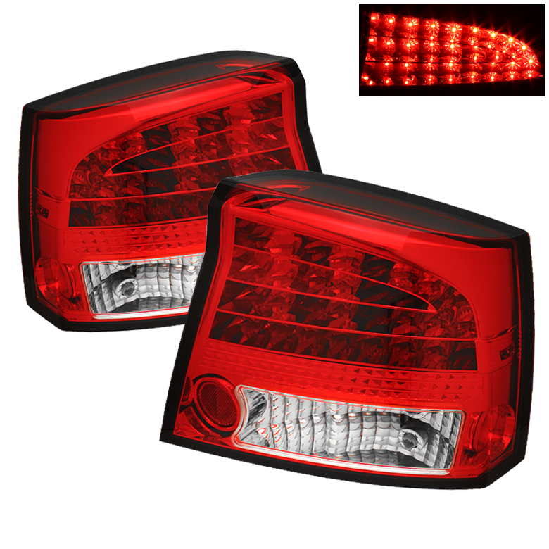 Dodge Charger 06-08 LED Tail Lights - Red Clear