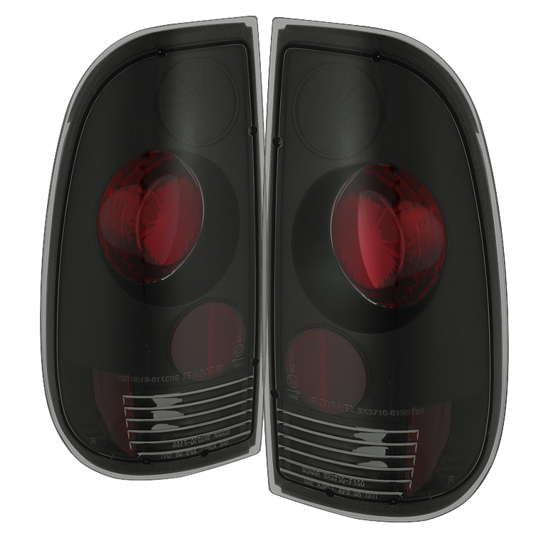 Ford F150 Styleside 97-03 / F250/350/450/550 Super Duty 99-07 Euro Style Tail Lights - Black Smoke