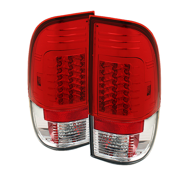 Ford F150 Styleside 97-03 / F250/350/450/550 Super Duty 99-07 Version 2 LED Tail Lights - Red Clear