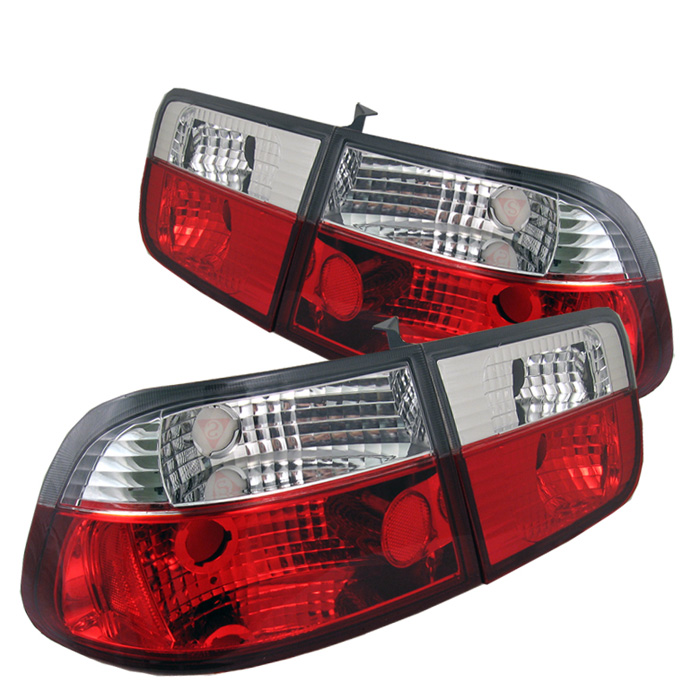 Honda Civic 96-00 2Dr Crystal Tail Lights - Red Clear