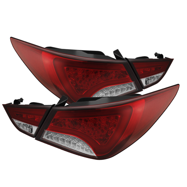 Hyundai Sonata 11-13 LED Tail Lights - Light Bar - Red Clear