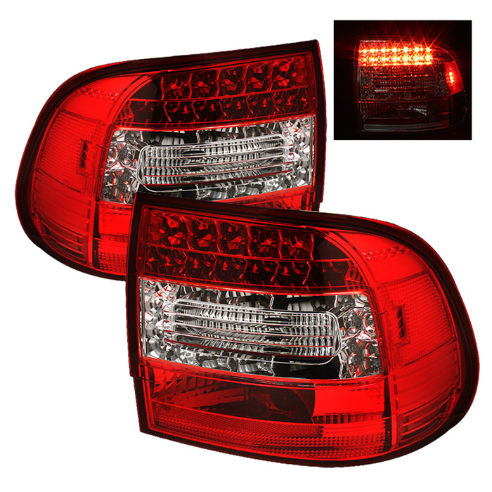 Porsche Cayenne 03-07 LED Tail Lights - Red Clear