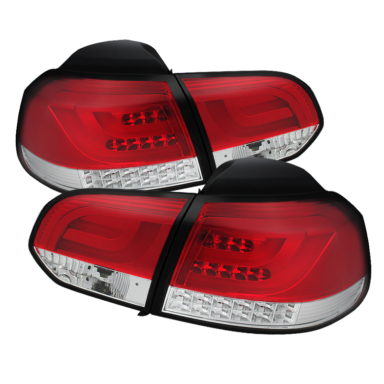 Volkswagen Golf / GTI 10-13 G2 Type With Light Bar LED Tail Lights - Red Clear