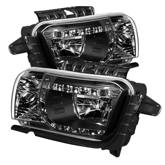 Chevy Camaro 10-13 DRL LED Crystal Headlights - Black