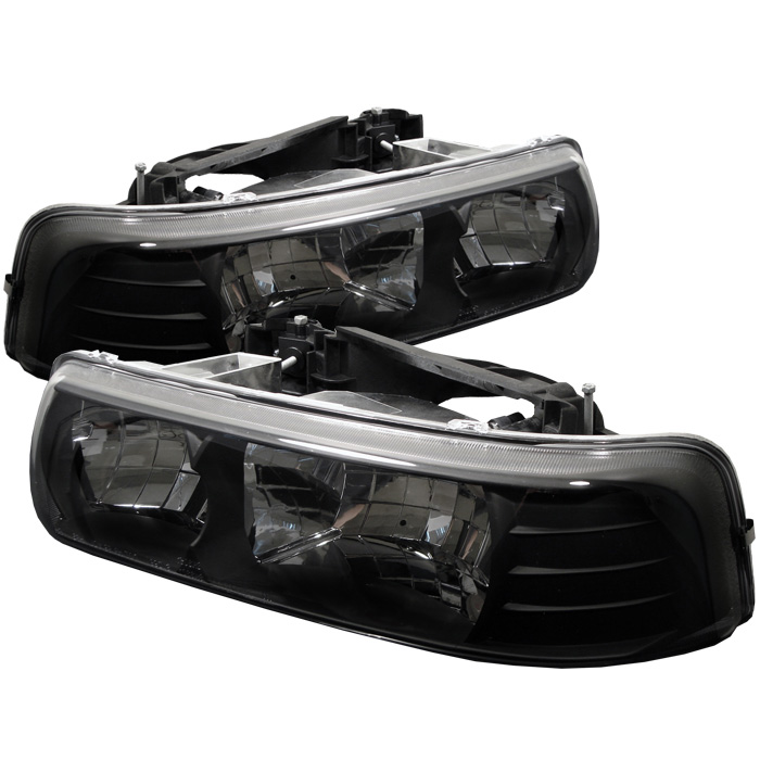 Chevy Silverado 1500/2500 99-02 / Chevy Silverado 3500 01-02 / Chevy Suburban 1500/2500 00-06 / Chevy Tahoe 00-06 Crystal Headlights - Black