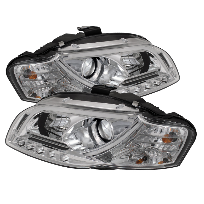 Audi A4 06-08 Projector Headlights - Halogen Model Only ( Not Compatible with Xenon/HID Model )( Will Not Fit Convertible ) - Light Tube - DRL - Chrome - High H1 (Included) - Low H1 (Included)