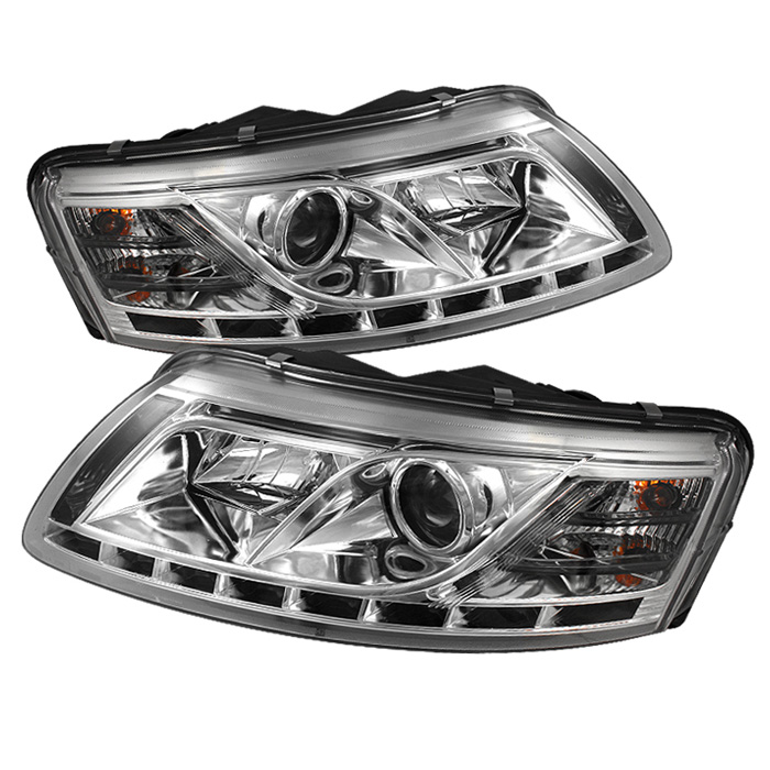 Audi A6 05-07 Projector Headlights - Halogen Model Only ( Not Compatible With Xenon/HID Model ) - DRL - Chrome - High H1 (Included) - Low H1 (Included)