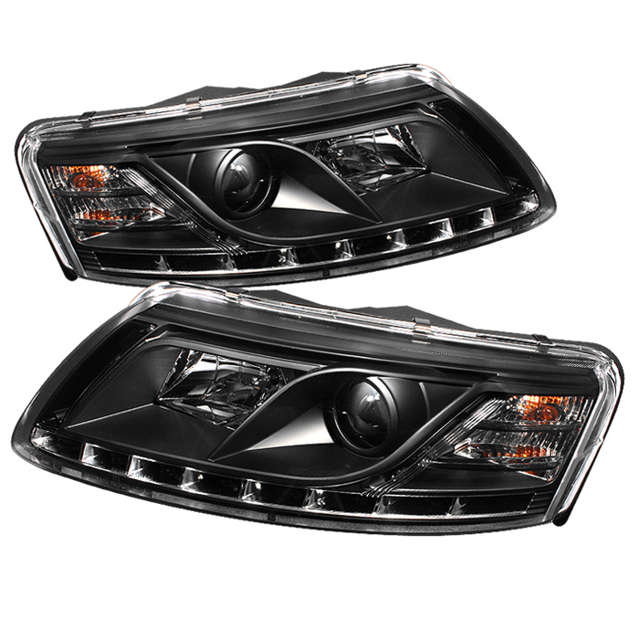 Audi A6 05-07 Projector Headlights - Xenon/HID Model Only ( Not Compatible With Halogen Model ) DRL - Black - High H1 - Low D2S (Not Included)