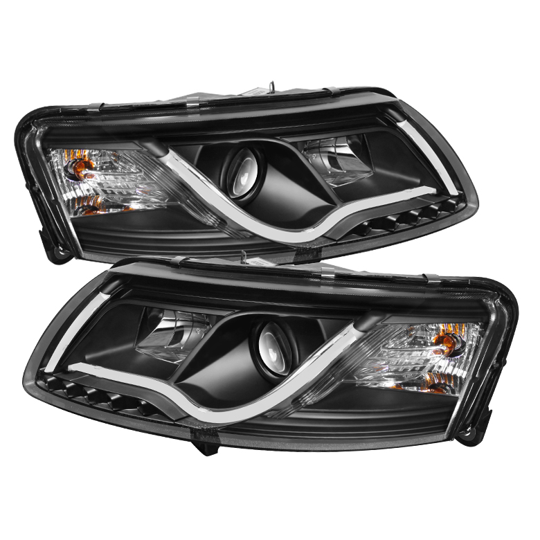 Audi A6 05-07 Projector Headlights - Halogen Model Only ( Not Compatible with Xenon/HID Model ) ( Non Quattro with AFS ) Light Tube DRL - Black - High H1 (Included) - Low H1 (Included)