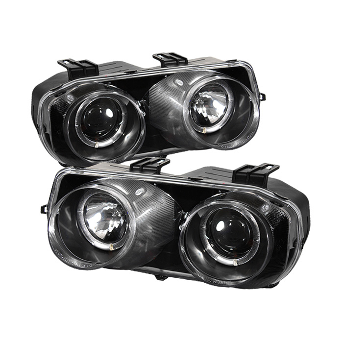 Acura Integra 94-97 Projector Headlights - LED Halo -Black - High H1 (Included) - Low 9006 (Included)