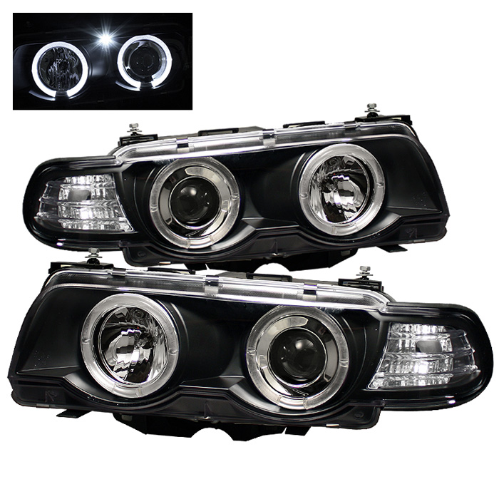 BMW E38 7-Series 99-01 Projector Headlights 1PC - Xenon/HID Model Only ( Not Compatible With Halogen Model ) - LED Halo - Black - High H1 - Low D2S (Not Included)