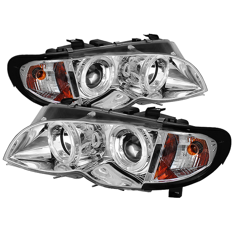 BMW E46 3-Series 02-05 4DR Projector Headlights 1PC - LED Halo - Chrome - High H1 (Included) - Low H1 (Included)