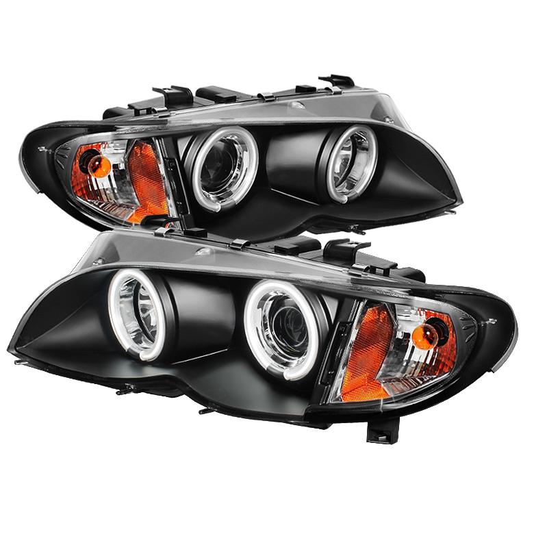 BMW E46 3-Series 02-05 4DR Projector Headlights 1PC - CCFL Halo - Black - High H1 (Included) - Low H1 (Included)