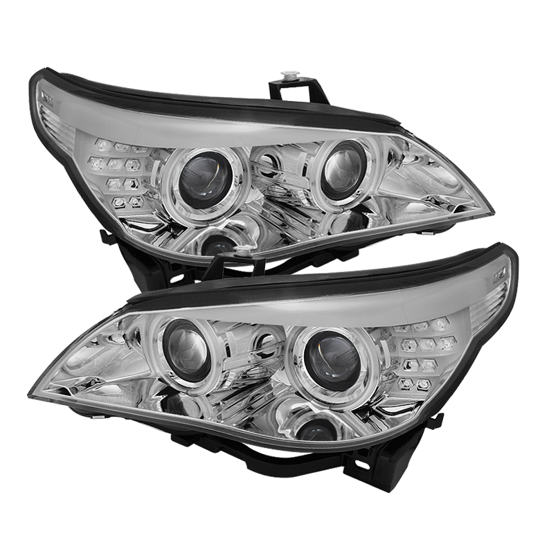 BMW E60 5-Series 04-07 Projector Headlights - Halogen Model Only ( Not Compatible With Xenon/HID Model ) - CCFL Halo - Chrome