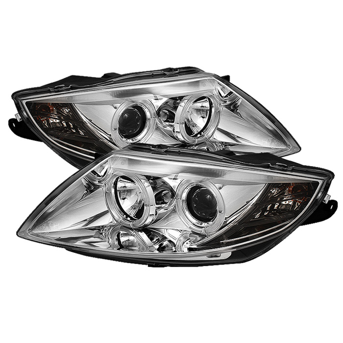 BMW Z4 03-08 Projector Headlights - Halogen Model Only ( Not Compatible With Xenon/HID Model ) - LED Halo - Chrome - High H1 (Included) - Low H1 (Included)