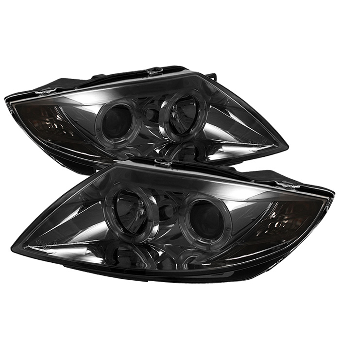 BMW Z4 03-08 Projector Headlights - Halogen Model Only ( Not Compatible With Xenon/HID Model ) - LED Halo - Smoke - High H1 (Included) - Low H1 (Included)