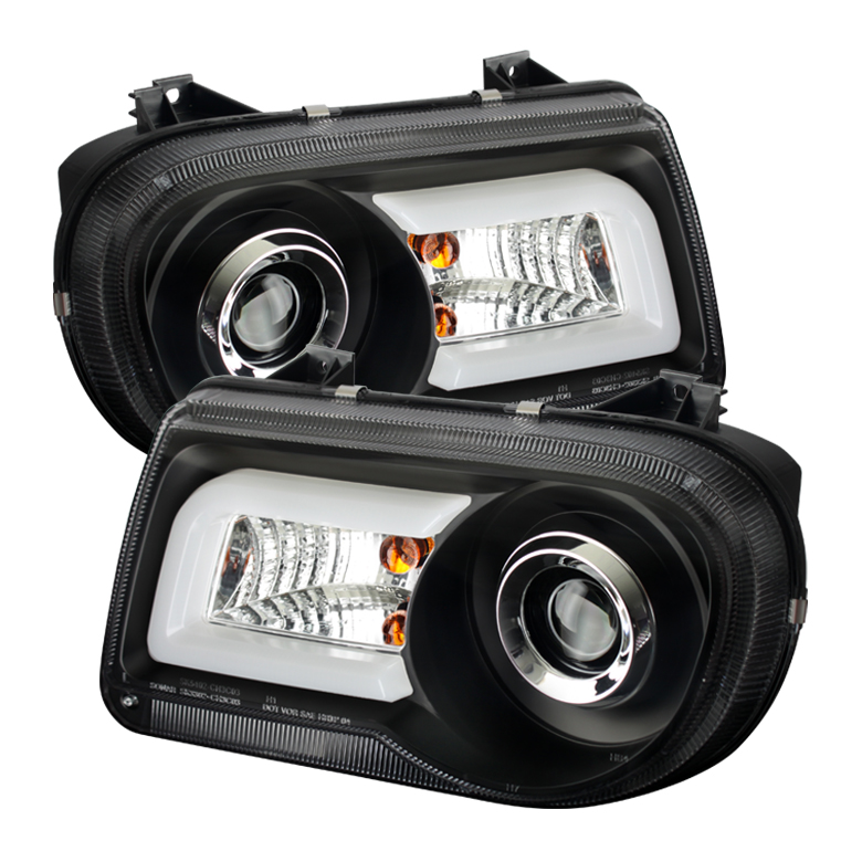 Chrysler 300C 05-10 Projector Headlights - LED DRL - Black - High H1 (Included) - Low 9006 (Not Included)