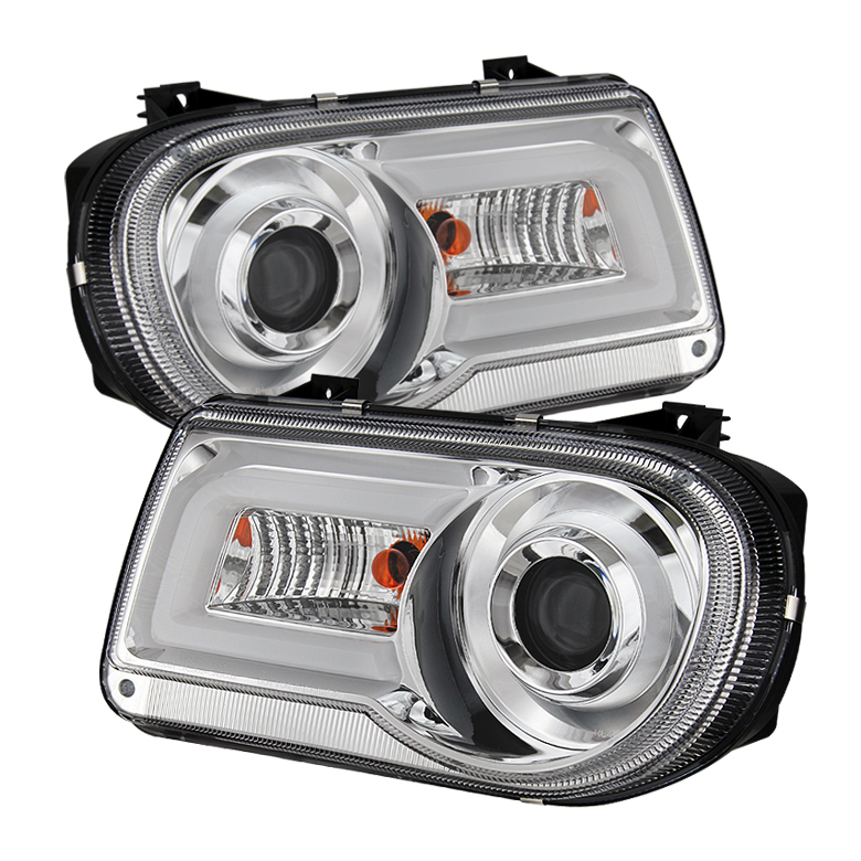 Chrysler 300C 05-10 Projector Headlights - LED DRL - Chrome - High H1 (Included) - Low 9006 (Not Included)