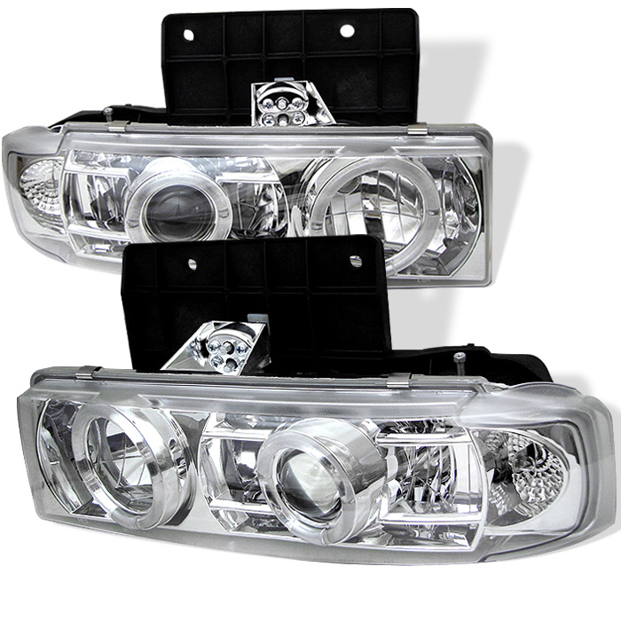 Chevy Astro 95-05 / GMC Safari 95-05 Projector Headlights - LED Halo - Chrome - High 9005 (Not Included) - Low 9006 (Not Included)