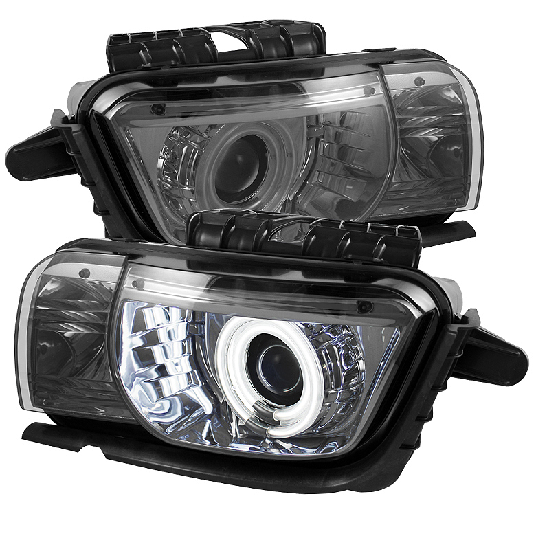 Chevy Camaro 10-13 Projector Headlights Dual Halo - CCFL Halo - Smoke - High/Low H7 (Included)