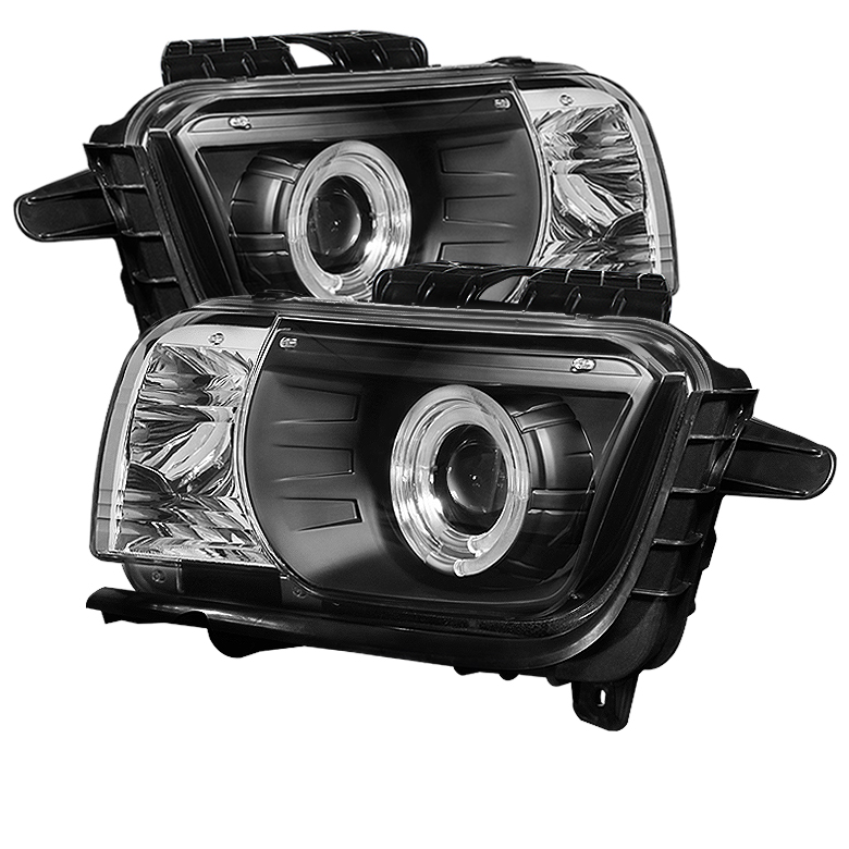 Chevy Camaro 10-13 Projector Headlights Dual Halo - LED Halo - Black - High/Low H7 (Included)