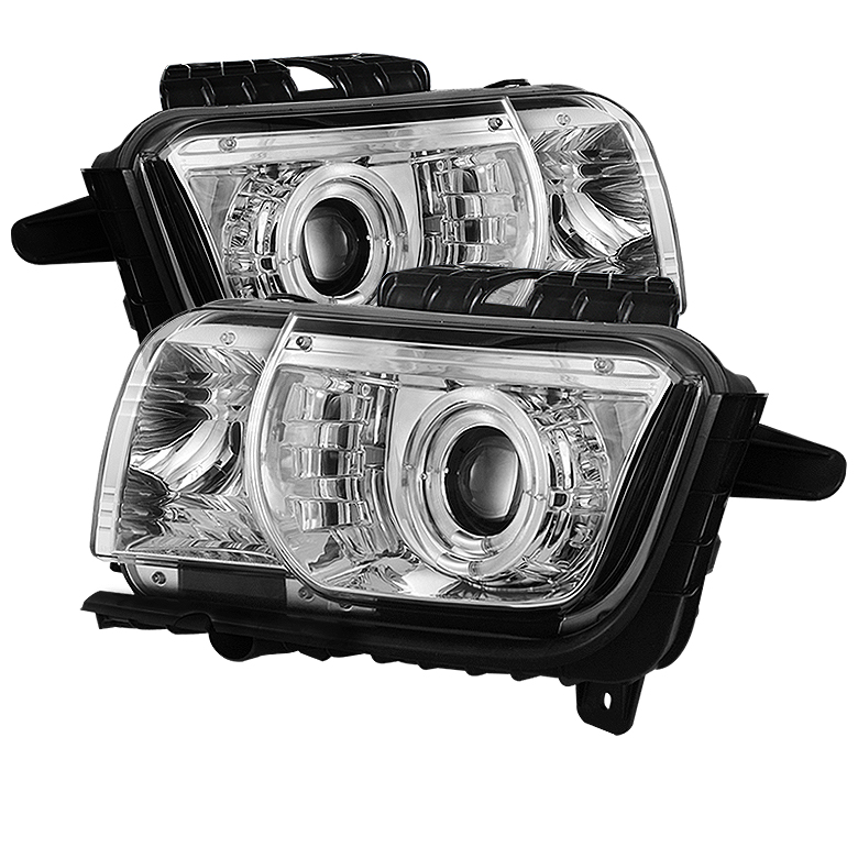 Chevy Camaro 10-13 Projector Headlights Dual Halo - LED Halo - Chrome - High/Low H7 (Included)