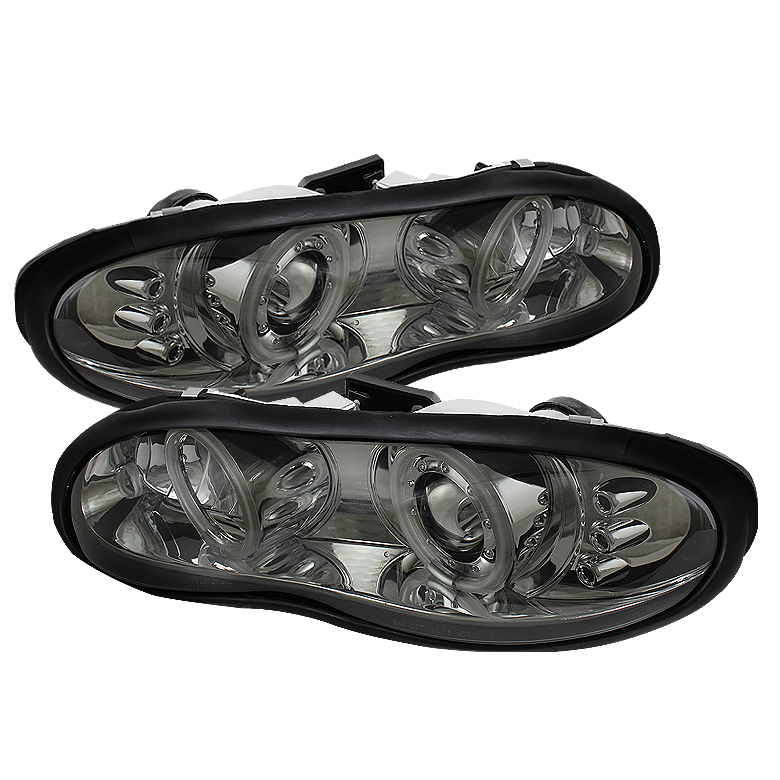 Chevy Camaro 98-02 Projector Headlights - CCFL Halo - LED ( Replaceable LEDs ) - Smoke - High 9005 (Included) - Low H1 (Included)