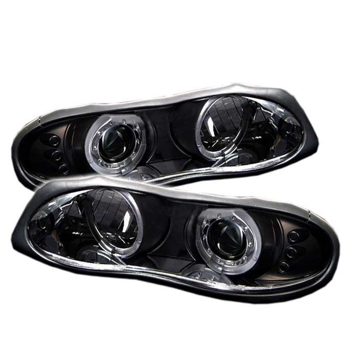 Chevy Camaro 98-02 Projector Headlights - LED Halo - LED ( Replaceable LEDs ) - Black - High 9005 (Included) - Low H1 (Included)