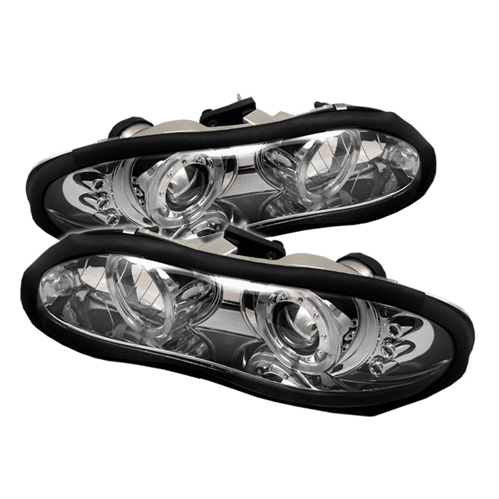 Chevy Camaro 98-02 Projector Headlights - LED Halo - LED ( Replaceable LEDs ) - Chrome - High 9005 (Included) - Low H1 (Included)