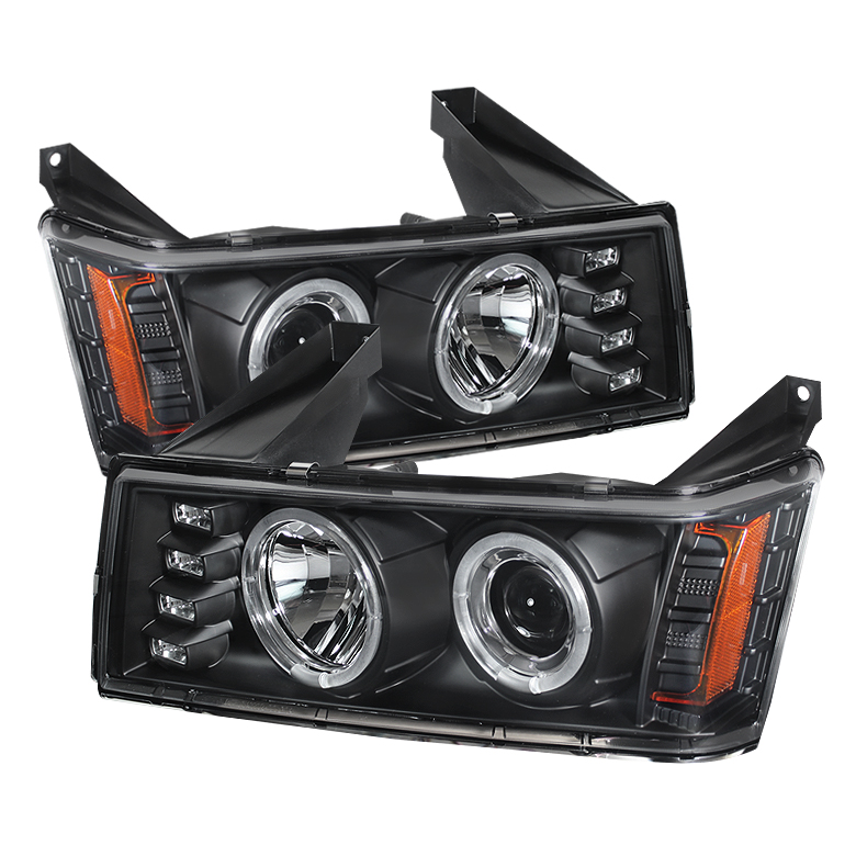 Chevy Colorado 04-12 / GMC Canyon 04-12 Projector Headlights - Halogen Model Only ( Not Compatible With Xenon/HID Model ) - LED Halo - Black - High 9005 (Not Included) - Low H1 (Included)