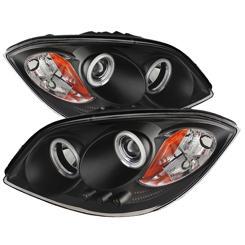 Chevy Cobalt 05-10 / Pontiac G5 07-09 / Pontiac Pursuit 05-06 Projector Headlights - CCFL Halo - LED ( Replaceable LEDs ) - Black - High H1 (Included) - Low H1 (Included)