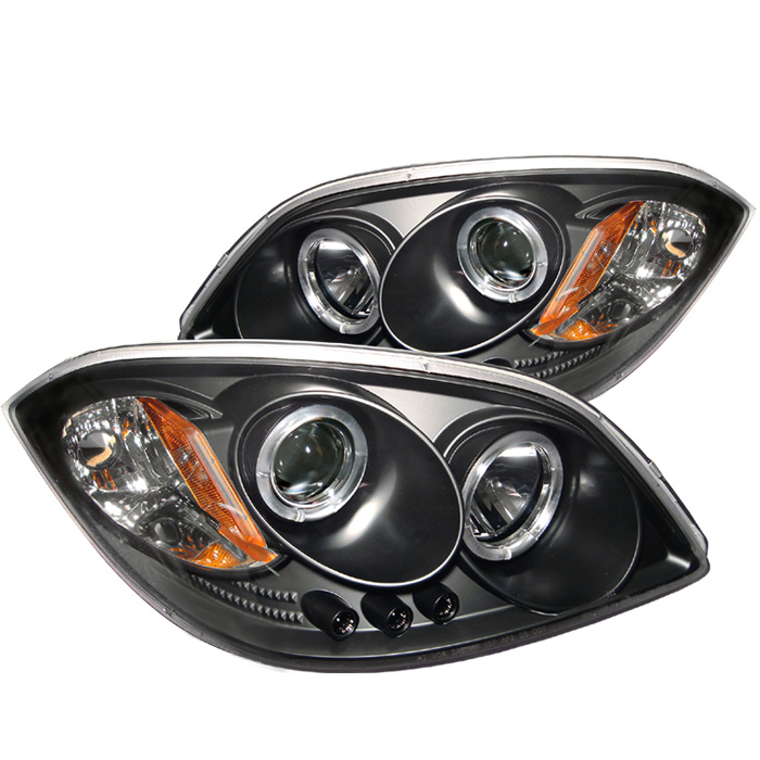 Chevy Cobalt 05-10 / Pontiac G5 07-09 / Pontiac Pursuit 05-06 Projector Headlights - LED Halo - LED ( Replaceable LEDs ) - Black - High H1 (Included) - Low H1 (Included)