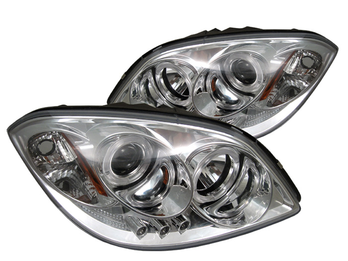 Chevy Cobalt 05-10 / Pontiac G5 07-09 / Pontiac Pursuit 05-06 Projector Headlights - LED Halo - LED ( Replaceable LEDs ) - Chrome - High H1 (Included) - Low H1 (Included)