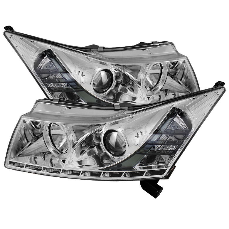 Chevy Cruze 11-14 Projector Headlights - LED Halo -DRL - Chrome - High H1 (Included) - Low H7 (Included)