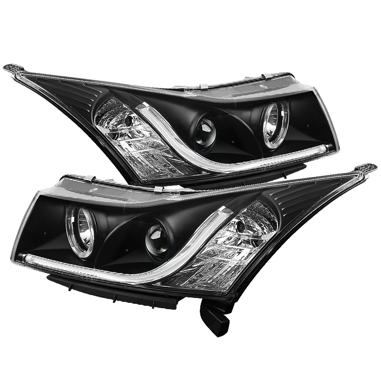 Chevy Cruze 11-14 Projector Headlights - Light Tube DRL - Black - High H1 (Included) - Low H7 (Included)