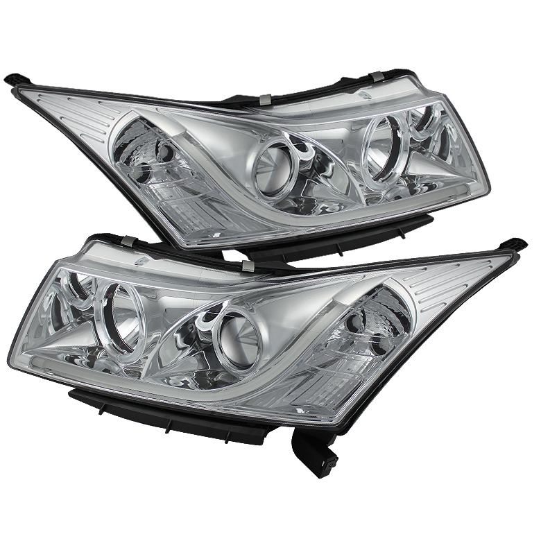 Chevy Cruze 11-14 Projector Headlights - Light Tube DRL - Chrome - High H1 (Included) - Low H7 (Included)