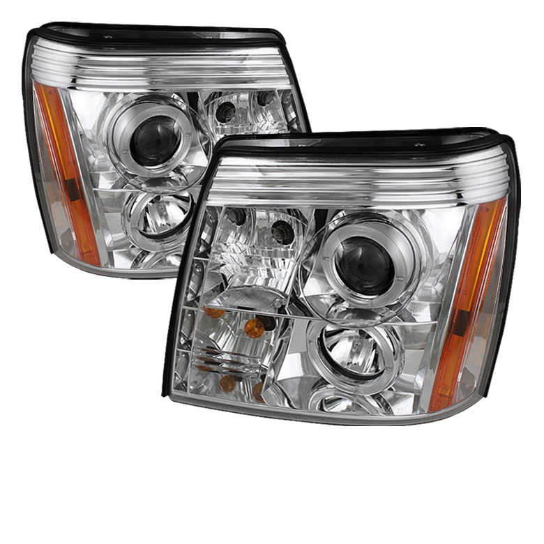 Cadillac Escalade 02-06 Projector Headlights - Xenon/HID Model Only ( Not Compatible With Halogen Model ) - LED Halo - DRL - Chrome - High H1 (Included) - Low D1R (Not Included)