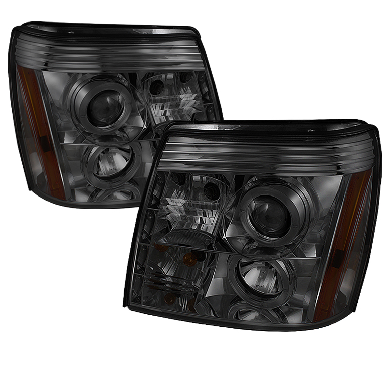 Cadillac Escalade 02-06 Projector Headlights - Xenon/HID Model Only ( Not Compatible With Halogen Model ) - LED Halo - DRL - Smoke - High H1 (Included) - Low D1R (Not Included)