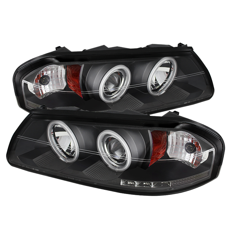 Chevy Impala 00-05 Projector Headlights - CCFL Halo - LED ( Replaceable LEDs ) - Black - High H1 (Included) - Low H1 (Included)