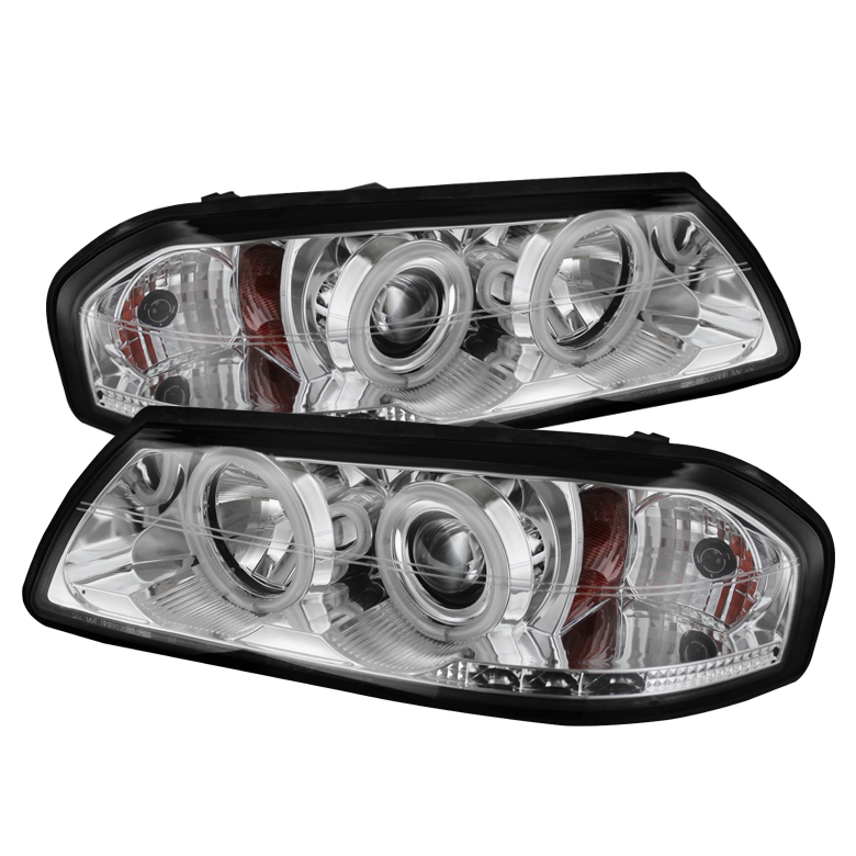 Chevy Impala 00-05 Projector Headlights - CCFL Halo - LED ( Replaceable LEDs ) - Chrome - High H1 (Included) - Low H1 (Included)