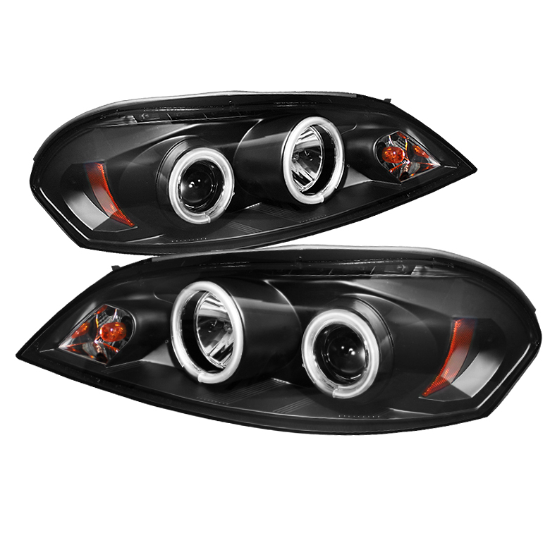 Chevy Impala 06-13 / Chevy Monte Carlo 06-07 - Projector Headlights - CCFL Halo - LED ( Replaceable LEDs ) - Black - High H1 (Included) - Low H1 (Included)